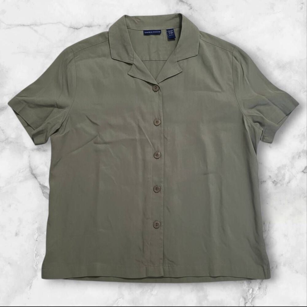 Karen Scott Olive Green Button Up Size Large